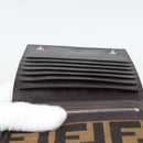 FENDI Zucca Canvas Shoulder Wallet Brown Black Auth 190683A-19
