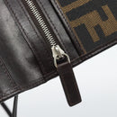 FENDI Zucca Canvas Shoulder Wallet Brown Black Auth 190683A-22
