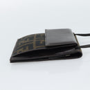 FENDI Zucca Canvas Shoulder Wallet Brown Black Auth 190683A-5