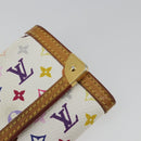 LOUIS VUITTON Multicolor Porte Monnaie Pla Coin Purse White M92657 Auth 190685-8