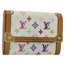 LOUIS VUITTON Multicolor Porte Monnaie Pla Coin Purse White M92657 Auth 190685-1