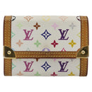 LOUIS VUITTON Multicolor Porte Monnaie Pla Coin Purse White M92657 Auth 190685-13