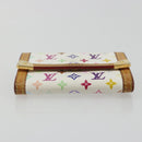 LOUIS VUITTON Multicolor Porte Monnaie Pla Coin Purse White M92657 Auth 190685-6