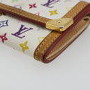 LOUIS VUITTON Multicolor Porte Monnaie Pla Coin Purse White M92657 Auth 190685-7