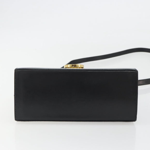 Salvatore Ferragamo Gancini Hand Bag Leather 2way Black Gold Auth 190688