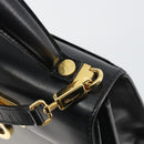 Salvatore Ferragamo Gancini Hand Bag Leather 2way Black Gold Auth 190688-9