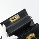 Salvatore Ferragamo Gancini Hand Bag Leather 2way Black Gold Auth 190688-21