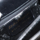 Salvatore Ferragamo Gancini Hand Bag Leather 2way Black Gold Auth 190688-12