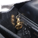 Salvatore Ferragamo Gancini Hand Bag Leather 2way Black Gold Auth 190688-24