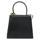Salvatore Ferragamo Gancini Hand Bag Leather 2way Black Gold Auth 190688-2