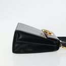 Salvatore Ferragamo Gancini Hand Bag Leather 2way Black Gold Auth 190688-3