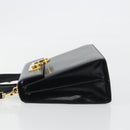 Salvatore Ferragamo Gancini Hand Bag Leather 2way Black Gold Auth 190688-4