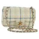 CHANEL Matelasse 20 Chain Shoulder Bag Leather White Gold CC Auth 190689SAM-1