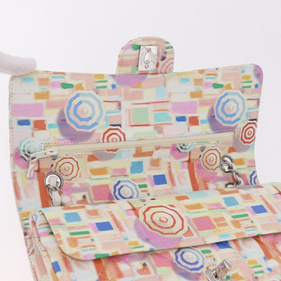 CHANEL Matelasse 25 Chain Bag Lamb Skin Multicolor Silver CC Auth 190690SM