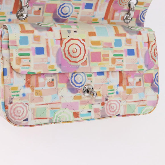 CHANEL Matelasse 25 Chain Bag Lamb Skin Multicolor Silver CC Auth 190690SM