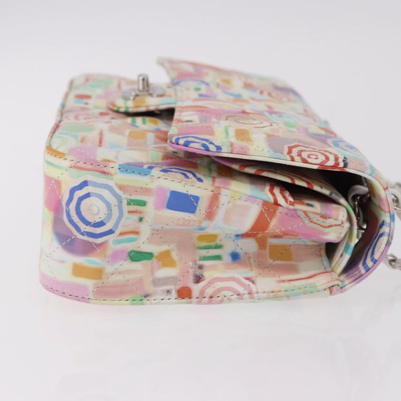 CHANEL Matelasse 25 Chain Bag Lamb Skin Multicolor Silver CC Auth 190690SM