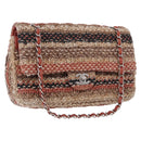 CHANEL Matelasse 25 Chain Shoulder Bag Raffia Multicolor Silver CC Auth 190691SM-1
