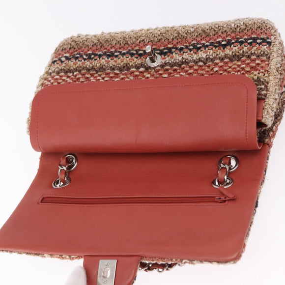 CHANEL Matelasse 25 Chain Shoulder Bag Raffia Multicolor Silver CC Auth 190691SM