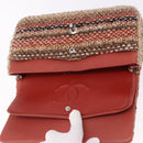 CHANEL Matelasse 25 Chain Shoulder Bag Raffia Multicolor Silver CC Auth 190691SM-19