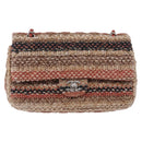 CHANEL Matelasse 25 Chain Shoulder Bag Raffia Multicolor Silver CC Auth 190691SM-2
