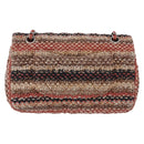 CHANEL Matelasse 25 Chain Shoulder Bag Raffia Multicolor Silver CC Auth 190691SM-3