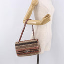 CHANEL Matelasse 25 Chain Shoulder Bag Raffia Multicolor Silver CC Auth 190691SM-30