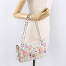 CHANEL Matelasse 25 Chain Shoulder Bag Raffia Multicolor Silver CC Auth 190691SM-32