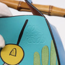 LOEWE KEN PRICE Bamboo Bucket Bag Leather 2way Blue Silver Auth 190693SAM-19