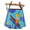 LOEWE KEN PRICE Bamboo Bucket Bag Leather 2way Blue Silver Auth 190693SAM-13