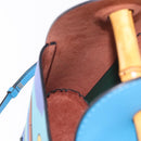 LOEWE KEN PRICE Bamboo Bucket Bag Leather 2way Blue Silver Auth 190693SAM-23