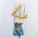 LOEWE KEN PRICE Bamboo Bucket Bag Leather 2way Blue Silver Auth 190693SAM-25