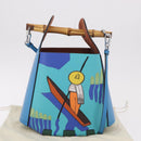 LOEWE KEN PRICE Bamboo Bucket Bag Leather 2way Blue Silver Auth 190693SAM-12