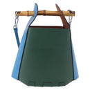 LOEWE KEN PRICE Bamboo Bucket Bag Leather 2way Blue Silver Auth 190693SAM-2