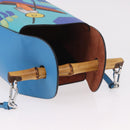 LOEWE KEN PRICE Bamboo Bucket Bag Leather 2way Blue Silver Auth 190693SAM-6