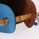 LOEWE KEN PRICE Bamboo Bucket Bag Leather 2way Blue Silver Auth 190693SAM-7