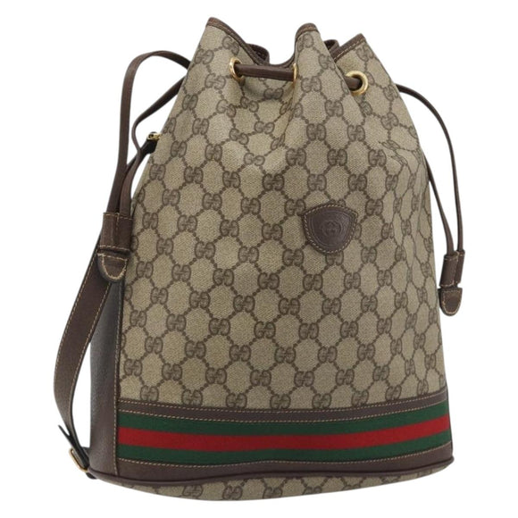 GUCCI GG Supreme Web Sherry Line Bag PVC Beige Gold 001 41 0850 Auth 190712