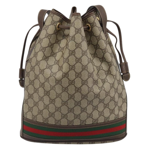 GUCCI GG Supreme Web Sherry Line Bag PVC Beige Gold 001 41 0850 Auth 190712