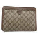 GUCCI GG Supreme Web Sherry Line Bag PVC Beige Gold 156 01 032 Auth 190714-2