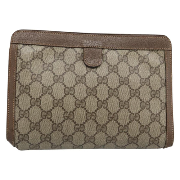 GUCCI GG Supreme Web Sherry Line Bag PVC Beige Gold 156 01 032 Auth 190714