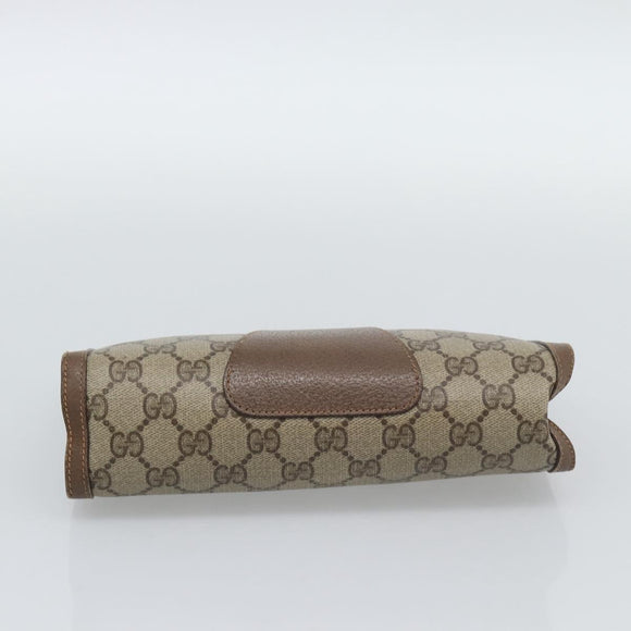 GUCCI GG Supreme Web Sherry Line Bag PVC Beige Gold 156 01 032 Auth 190714