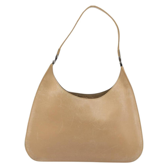 GUCCI Shoulder Bag Leather Beige Silver 001 3767 Auth 190715