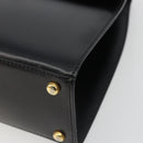 CELINE Circle Hand Bag Leather Black Gold Auth 190716V-15