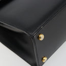 CELINE Circle Hand Bag Leather Black Gold Auth 190716V-16