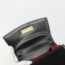 CELINE Circle Hand Bag Leather Black Gold Auth 190716V-9