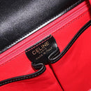 CELINE Circle Hand Bag Leather Black Gold Auth 190716V-20