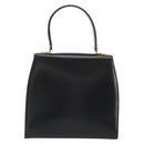 CELINE Circle Hand Bag Leather Black Gold Auth 190716V-2