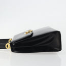 CELINE Circle Hand Bag Leather Black Gold Auth 190716V-4