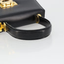 CELINE Circle Hand Bag Leather Black Gold Auth 190716V-7