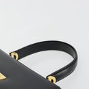 CELINE Circle Hand Bag Leather Black Gold Auth 190716V-14