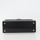 CELINE Circle Hand Bag Leather Black Gold Auth 190716V-5